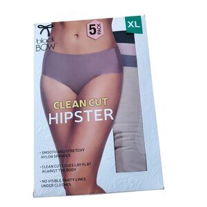 Black Bow 4 Pack XL Panties Clean Cut Underpants Hipster Underwear Seamless Open